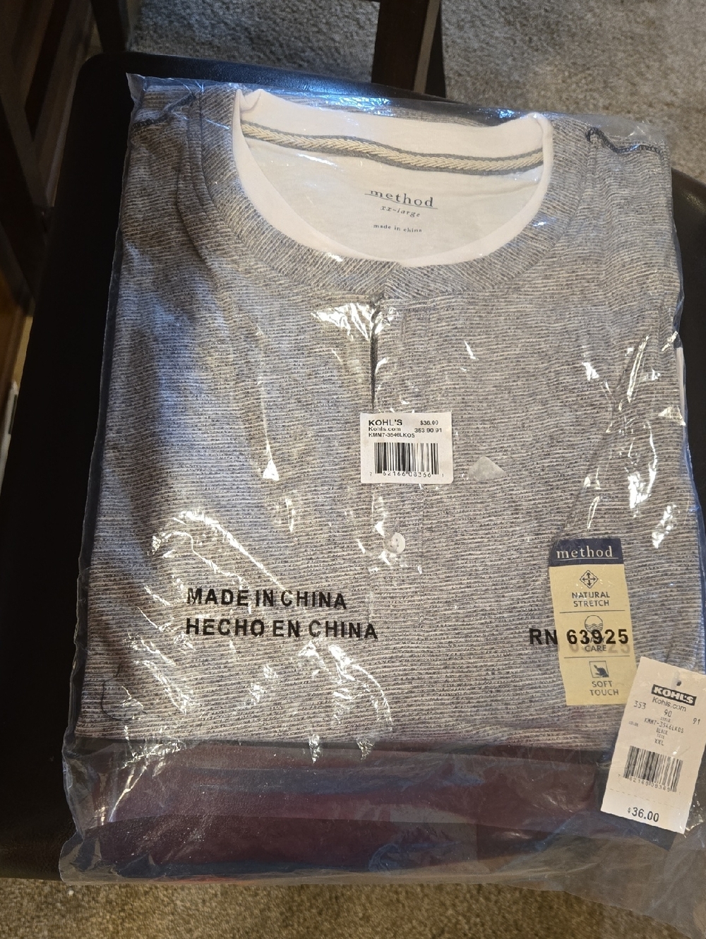 Kohl's Method Men's Heather Gray Long Sleeve Crewneck Shirt